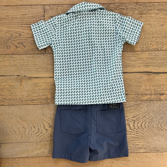 Ben Sherman 12 month outfit short set polo golf prep green blue - Picture 4 of 6